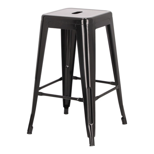 Hoker Paris 66 cm czarny metalowy bez oparcia industrialny do wyspy kuchennej inspirowany Tolix