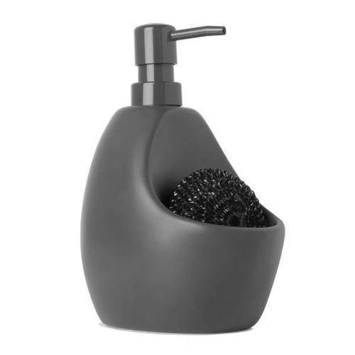 Dozownik na płyn do naczyń i gąbkę Joey Umbra szary ceramiczny do kuchni