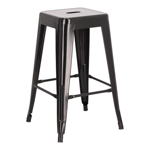 Hoker Paris 66 cm czarny metalowy bez oparcia industrialny do wyspy kuchennej inspirowany Tolix