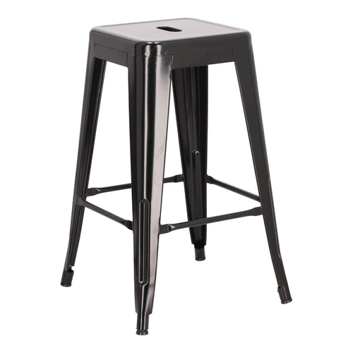 Hoker Paris 66 cm czarny metalowy bez oparcia industrialny do wyspy kuchennej inspirowany Tolix