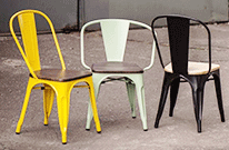 Krzesła metalowe z drewnianym siedziskiem