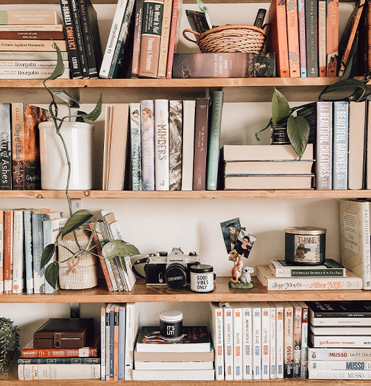 Jak układać książki na półkach? Czy układanie książek kolorami jest nadal modne?