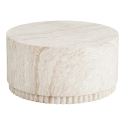 Stolik kawowy Bonn 75 cm okrągły beżowy nowoczesny do salonu