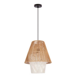 Lampa wisząca Africa 40 czarny 1x40W E27 abażur beżowy+biały