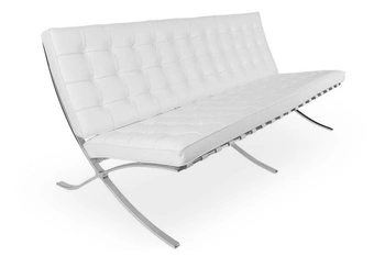 Sofa 3 osobowa nierozkładana Ba inspirowana Barcelona biała ekoskóra nowoczesna do salonu