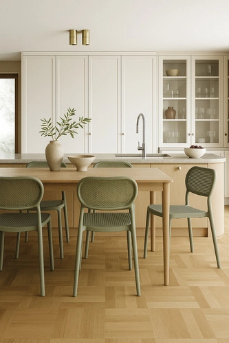 Krzesło ogrodowe Bilto Intesi zielone z polipropylenu, łatwe czyszczenie, sztaplowane, boho