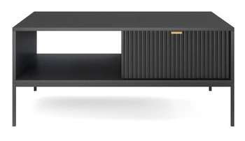 Stolik kawowy Delicious czarny glamour z szufladą i półką prostokątny do salonu 104x68 cm
