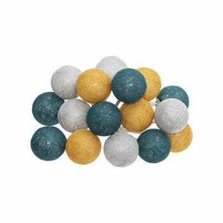 Girlanda Cotton balls nieb-żółt-bia 16 lampek