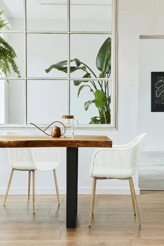 Zestaw 4 krzeseł Becker białe/naturalne