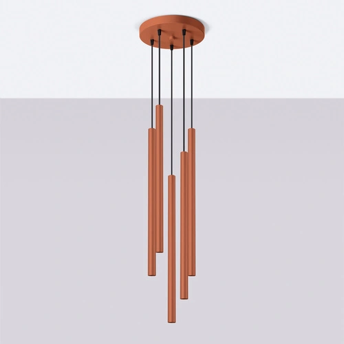 Nowoczesna lampa wisząca Pastelo 5P czerwona do salonu i jadalni regulowana 104 cm