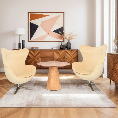 Stół okrągły Soleilo 80 cm naturalny dąb na jednej nodze do salonu i kawiarni Intesi