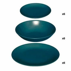 Zestaw obiadowy Colorama 18-elementowy gresowy niebieski do jadalni do zmywarki i mikrofalówki