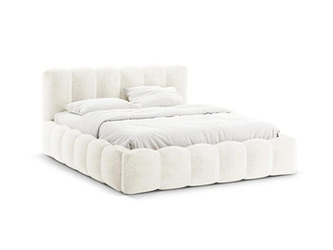 Łóżko tapicerowane Lupine beżowe 140x200 z pojemnikiem do sypialni nowoczesne glamour