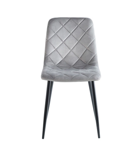 Krzesło tapicerowane welur Solito szare Intesi do jadalni nowoczesne z czarnymi nogami