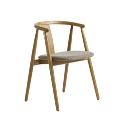 Krzesło tapicerowane Relate dębowe beżowe z podłokietnikami do jadalni nowoczesne