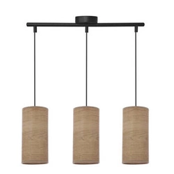 Lampa wisząca Ballo czarny 3x60 E27 abażur orzechowy