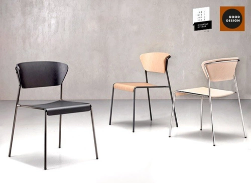 Krzesło drewniane do jadalni Lisa SCAB Design buk bielony chrom nowoczesne z oparciem