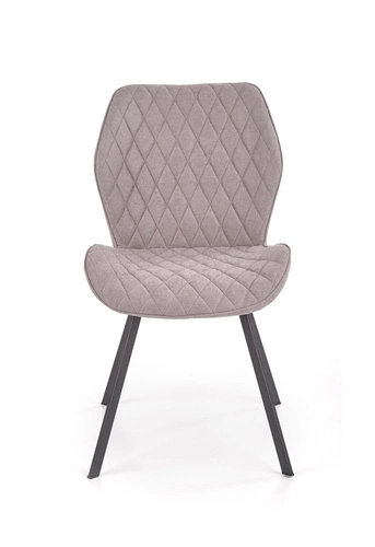 Krzesło tapicerowane Vermont szare do jadalni i salonu nowoczesne na czarnych nogach