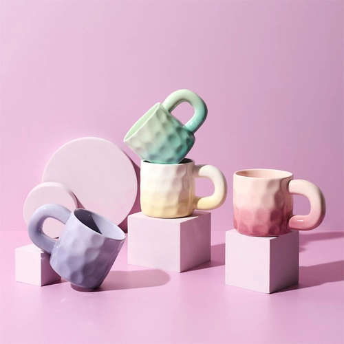 Kubek ceramiczny Chubby Intesi morski 330ml do kawy i herbaty klasyczny z dużym uchem