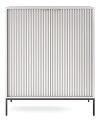 Komoda Delicious wysoka ryflowana szara 125 cm nowoczesna na nóżkach do salonu Intesi