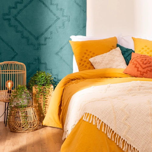 Narzuta bawełniana Shine 130x180 cm beżowa boho do sypialni Atmosphera