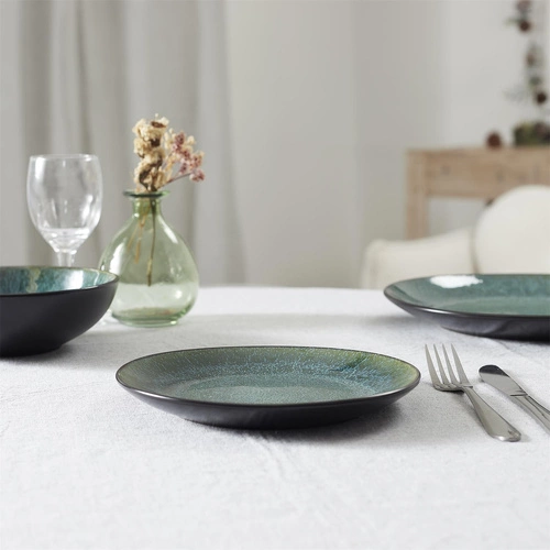 Talerz obiadowy Elia 19,5 cm zielony nowoczesny ceramiczny do jadalni Intesi