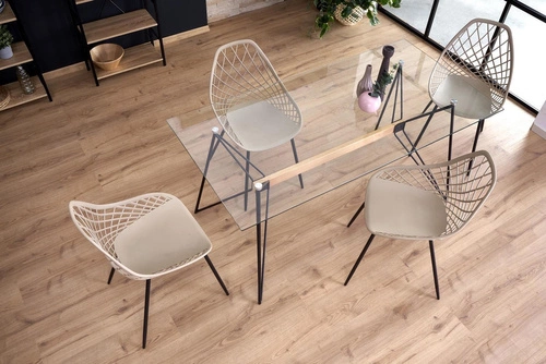 Stół glamour do salonu Intesi Groll 160x80 szklany blat czarne nogi nowoczesny nierozkładany