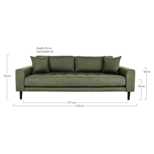 Sofa Lido 3 oliwkowa zieleń/ nogi czarne