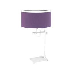 Lampka nocna do sypialni Alaska nowoczesna z abażurem fioletowym na białym stelażu LYSNE