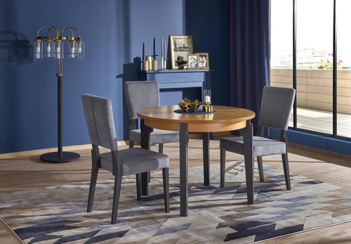 Stół okrągły rozkładany Baros 100-200 cm dąb miodowy nowoczesny do jadalni Intesi