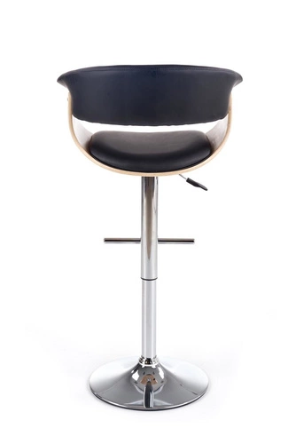 Hoker Quena czarny z oparciem regulowany obrotowy do kuchni i wyspy nowoczesny dąb Intesi