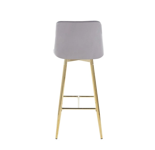 Hoker Poly High szary welurowy z oparciem na złotych nogach nowoczesny do kuchni i wyspy