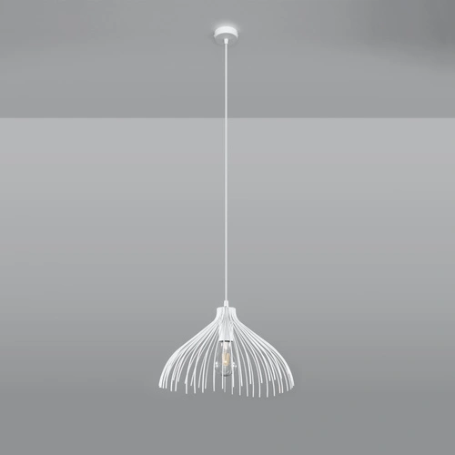 Lampa wisząca UMB biała nowoczesna do salonu i kuchni metalowa nad stół 40 cm