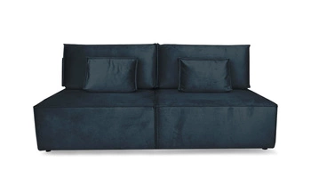 Sofa rozkładana Toro z funkcją spania i pojemnikiem granatowa do salonu 2-osobowa