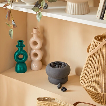 Zestaw 2 świeczników Mala beżowy/zielony