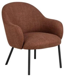 Fotel kubełkowy Spencer do salonu tapicerowany terakota Basel nowoczesny z podłokietnikami