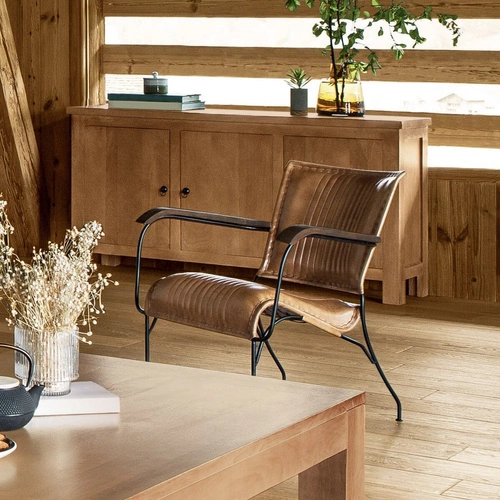 Krzesło tapicerowane skórzane Hoper Atmosphera z podłokietnikami do salonu i jadalni industrialne