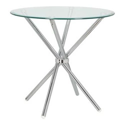 Stół okrągły szklany Ufo 80 cm transparentny nowoczesny do jadalni i salonu chrom Intesi