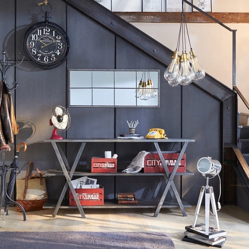 Lampka nocna Ebor industrialna czarna z kierunkowym reflektorem do sypialni Atmosphera 68 cm