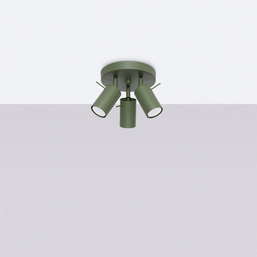 Plafon sufitowy RING 3P nowoczesny zielony oliwkowy stalowy do salonu i sypialni