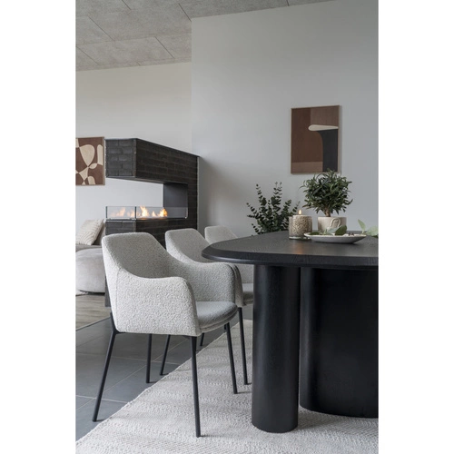 Krzesło do jadalni tapicerowane Melilla boucle białe z podłokietnikami skandynawskie Intesi