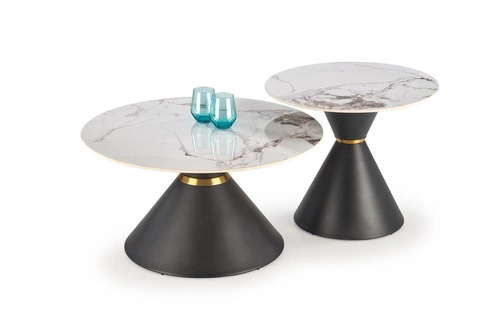 Stolik kawowy Javin M okrągły biały marmur 80 cm nowoczesny glamour do salonu Intesi