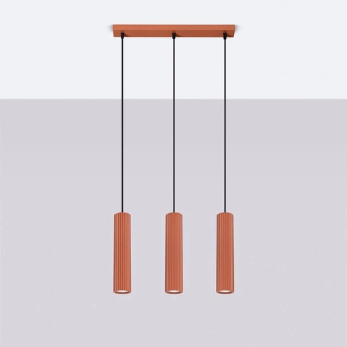 Lampa wisząca KARBON 3L ochra czerwona