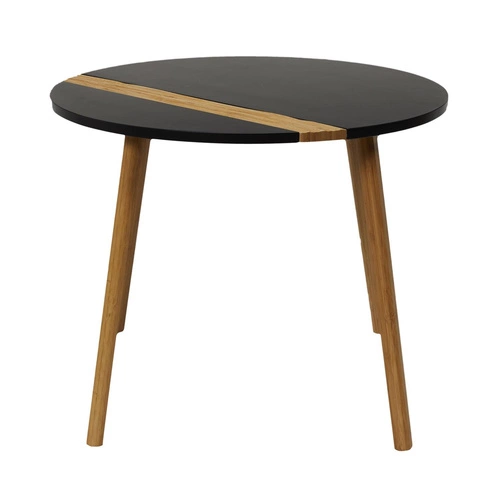 Zestaw 2 okrągłych stolików kawowych Paraiba czarny bambus skandynawski do salonu 2w1