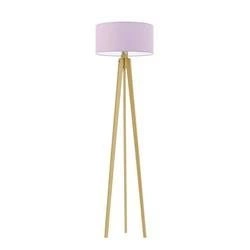 Lampa podłogowa MIAMI abażur jasny fioletowy stelaż dębowy
