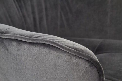 Krzesło tapicerowane Yorkshire welurowe szare z podłokietnikami na płozach do jadalni Intesi