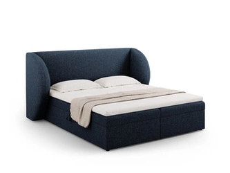 Łóżko tapicerowane Miley niebieskie 160x200 z pojemnikiem do sypialni nowoczesne glamour