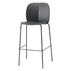 Hoker czarny Mentha 65 cm nowoczesny z oparciem do kuchni i wyspy, metalowy, sztaplowany