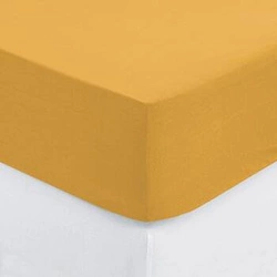 Prześcieradło z gumką 90 x 190 cm z zakładką 30 cm ochra bawełna