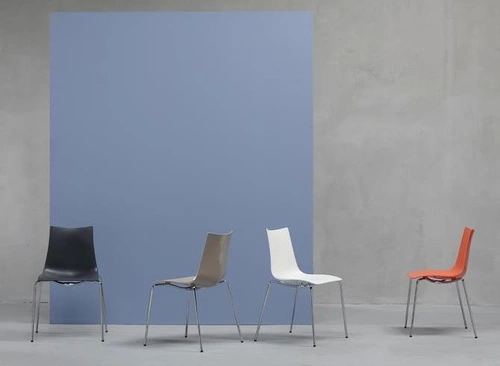 Krzesło do jadalni Zebra SCAB Design nowoczesne beżowe z tworzywa sztaplowane chromowane